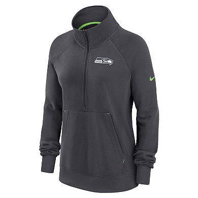 Women's Nike Charcoal Seattle Seahawks Premium Raglan Performance Half-Zip Sweatshirt