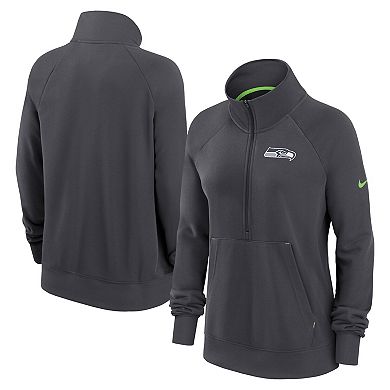 Women's Nike Charcoal Seattle Seahawks Premium Raglan Performance Half-Zip Sweatshirt