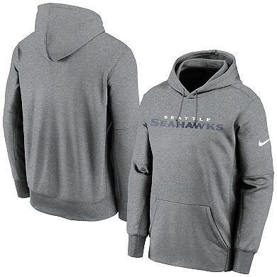 Men's Nike Heathered Charcoal Seattle Seahawks Wordmark Therma Performance Pullover Hoodie