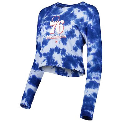 Women's New Era Royal Philadelphia 76ers Tie Dye Cropped Long Sleeve T-Shirt