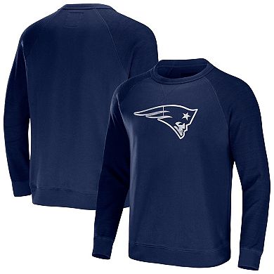Men's NFL x Darius Rucker Collection by Fanatics  Navy New England Patriots Distressed Lightweight Pullover Sweatshirt