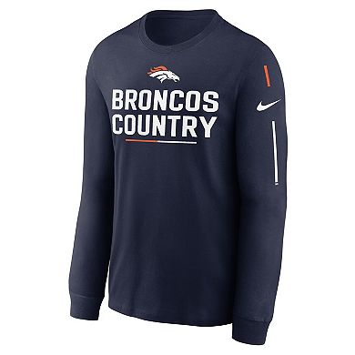 Men's Nike Navy Denver Broncos Team Slogan Long Sleeve T-Shirt
