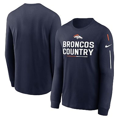 Men's Nike Navy Denver Broncos Team Slogan Long Sleeve T-Shirt