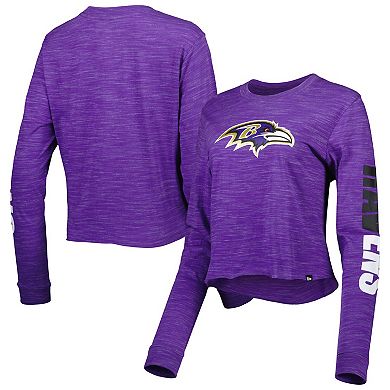 Women's New Era Purple Baltimore Ravens Crop Long Sleeve T-Shirt