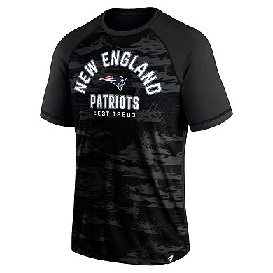 Men's Fanatics Branded New England Patriots Blackout Hail Mary Raglan T-Shirt