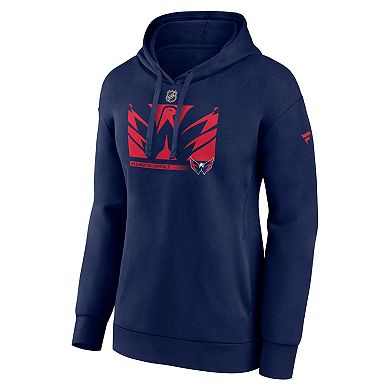 Women's Fanatics Branded Navy Washington Capitals Authentic Pro Core Collection Secondary Logo V-Neck Pullover Hoodie