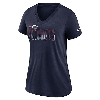 Women's Nike Heathered Navy New England Patriots Lock Up Tri-Blend V-Neck T-Shirt