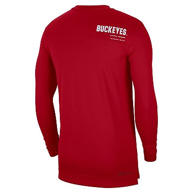 Men's Nike Scarlet Ohio State Buckeyes 2022 Coach Performance Long Sleeve V-Neck T-Shirt