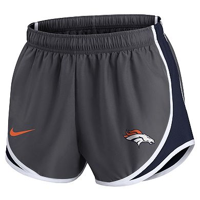 Women's Nike Charcoal Denver Broncos Logo Performance Tempo Shorts