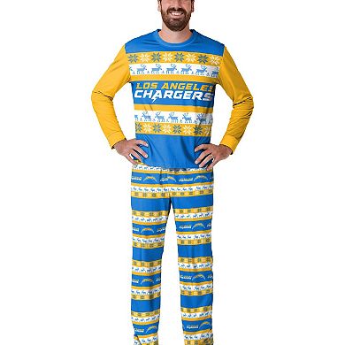 Men's FOCO Powder Blue Los Angeles Chargers Team Ugly Pajama Set