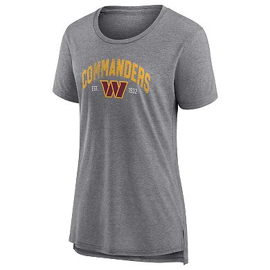 Women's Fanatics Branded Heathered Gray Washington Commanders Drop Back Modern T-Shirt