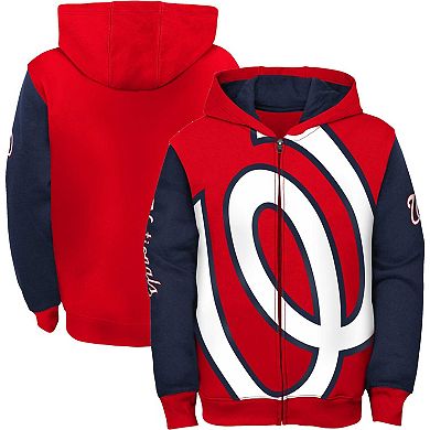Youth Red Washington Nationals Poster Board Full-Zip Hoodie