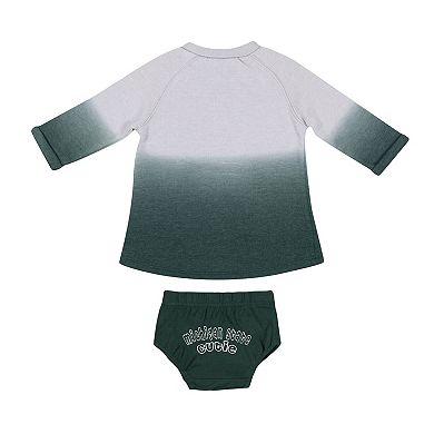 Newborn & Infant Colosseum Gray/Green Michigan State Spartans Hand in Hand Ombre Dress & Bloomers Set
