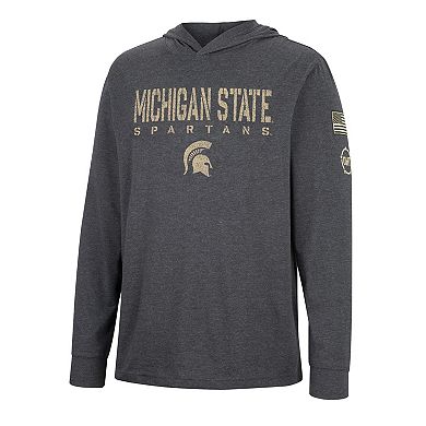 Men's Colosseum Charcoal Michigan State Spartans Team OHT Military Appreciation Hoodie Long Sleeve T-Shirt