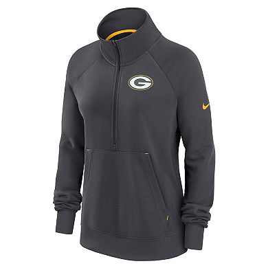 Women's Nike Charcoal Green Bay Packers Premium Raglan Performance Half-Zip Sweatshirt