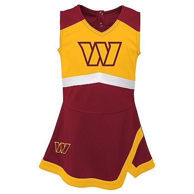 Girls Toddler Burgundy/Gold Washington Commanders Cheer Captain Jumper Dress