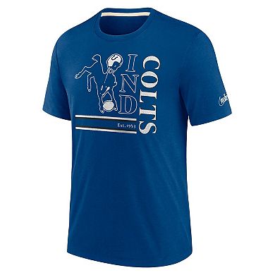 Men's Nike Royal Indianapolis Colts Wordmark Logo Tri-Blend T-Shirt