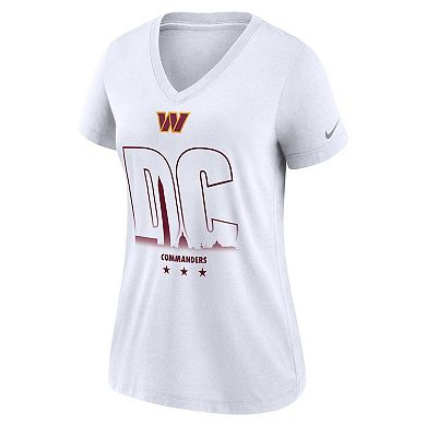 Women's Nike White Washington Commanders Tri-Blend V-Neck T-Shirt