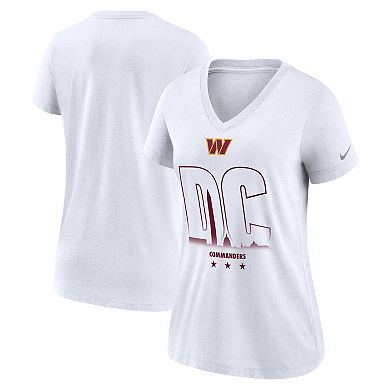 Women's Nike White Washington Commanders Tri-Blend V-Neck T-Shirt