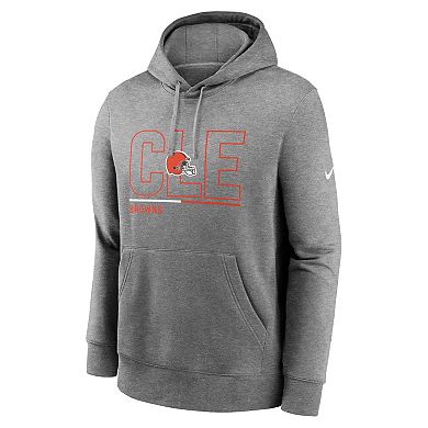 Men's Nike Heathered Gray Cleveland Browns City Code Club Fleece Pullover Hoodie