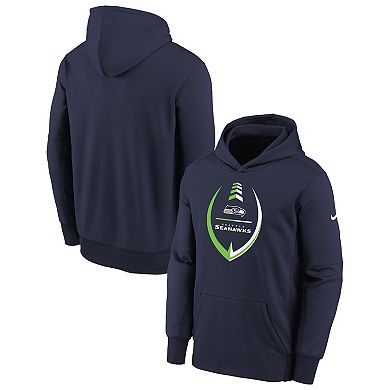 Youth Nike College Navy Seattle Seahawks Icon Performance Pullover Hoodie