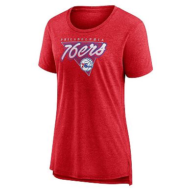 Women's Fanatics Branded Heathered Red Philadelphia 76ers True Classics Tri-Blend T-Shirt