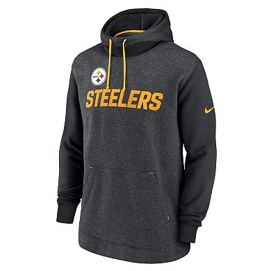 Men's Nike Heathered Charcoal/Black Pittsburgh Steelers Surrey Legacy Pullover Hoodie