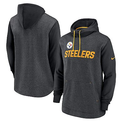 Men's Nike Heathered Charcoal/Black Pittsburgh Steelers Surrey Legacy Pullover Hoodie