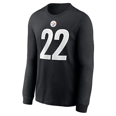 Men's Nike Najee Harris Black Pittsburgh Steelers Player Name & Number Long Sleeve T-Shirt