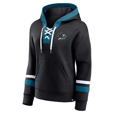 Women's Fanatics Branded Black San Jose Sharks Bombastic Exclusive Lace-Up Pullover Hoodie