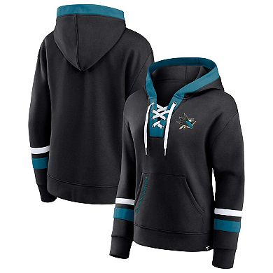 Women's Fanatics Branded Black San Jose Sharks Bombastic Exclusive Lace-Up Pullover Hoodie