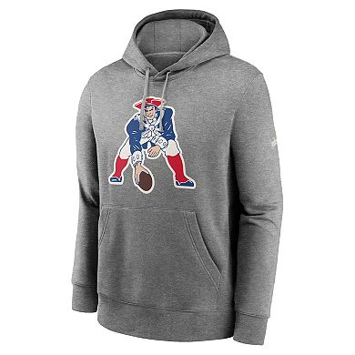 Men's Nike Heathered Gray New England Patriots Rewind Club Fleece Pullover Hoodie