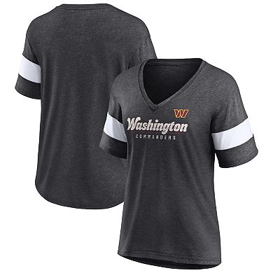 Women's Fanatics Branded Heathered Charcoal Washington Commanders Give It All Half-Sleeve V-Neck T-Shirt