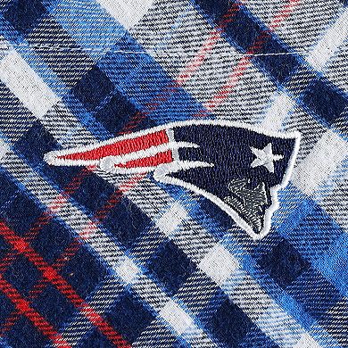 Women's Concepts Sport Navy/Red New England Patriots Mainstay Flannel Full-Button Long Sleeve Nightshirt