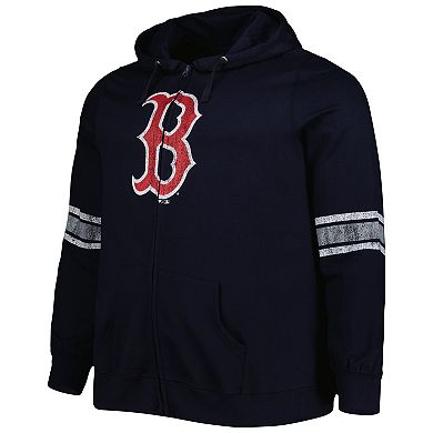 Women's Navy/Heather Gray Boston Red Sox Plus Size Front Logo Full-Zip Hoodie