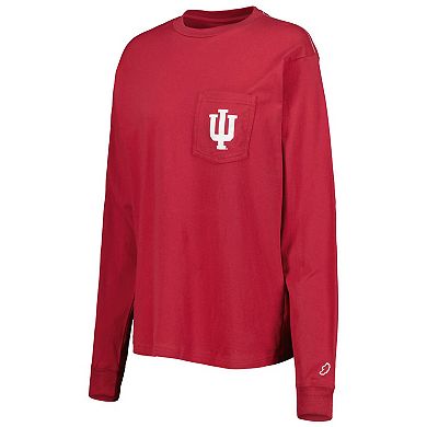 Women's League Collegiate Wear Crimson Indiana Hoosiers Oversized Pocket Long Sleeve T-Shirt