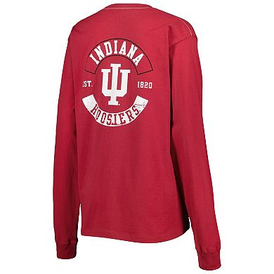 Women's League Collegiate Wear Crimson Indiana Hoosiers Oversized Pocket Long Sleeve T-Shirt