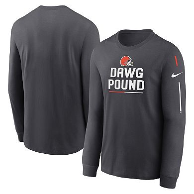 Men's Nike Anthracite Cleveland Browns Team Slogan Long Sleeve T-Shirt