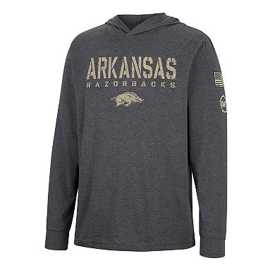 Men's Colosseum Charcoal Arkansas Razorbacks Team OHT Military Appreciation Hoodie Long Sleeve T-Shirt