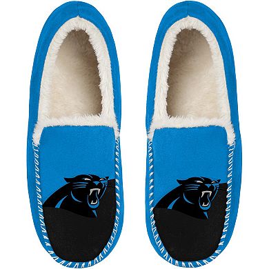 Men's FOCO Carolina Panthers Colorblock Moccasin Slippers