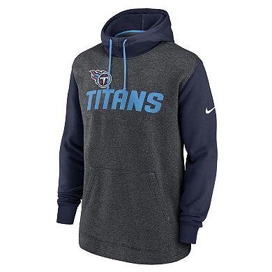 Men's Nike Heathered Charcoal/Navy Tennessee Titans Surrey Legacy Pullover Hoodie