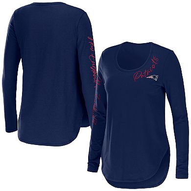 Women's WEAR by Erin Andrews Navy New England Patriots Team Scoop Neck T-Shirt