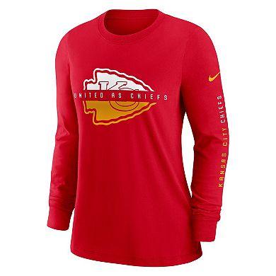 Women's Nike Red Kansas City Chiefs Prime Split Long Sleeve T-Shirt