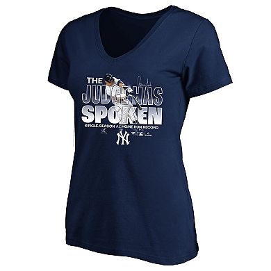 Women's Fanatics Branded Aaron Judge Navy New York Yankees American League Home Run Record Plus Size V-Neck T-Shirt