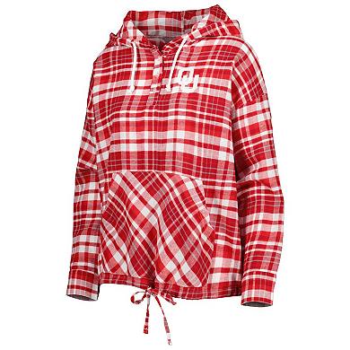 Women's Concepts Sport Crimson Oklahoma Sooners Mainstay Plaid Pullover Hoodie