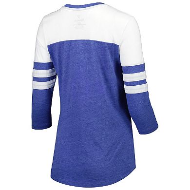 Women's Fanatics Branded Heather Royal New York Mets League Leader Tri-Blend 3/4-Sleeve V-Neck T-Shirt