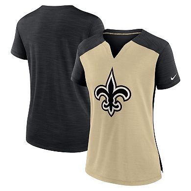 Women's Nike Gold/Black New Orleans Saints Impact Exceed Performance Notch Neck T-Shirt