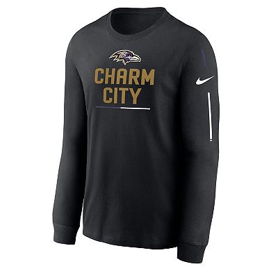 Men's Nike Black Baltimore Ravens Team Slogan Long Sleeve T-Shirt