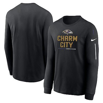 Men's Nike Black Baltimore Ravens Team Slogan Long Sleeve T-Shirt