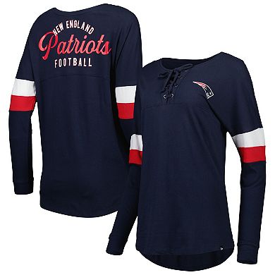 Women's New Era  Navy New England Patriots Athletic Varsity Lightweight Lace-Up Long Sleeve T-Shirt